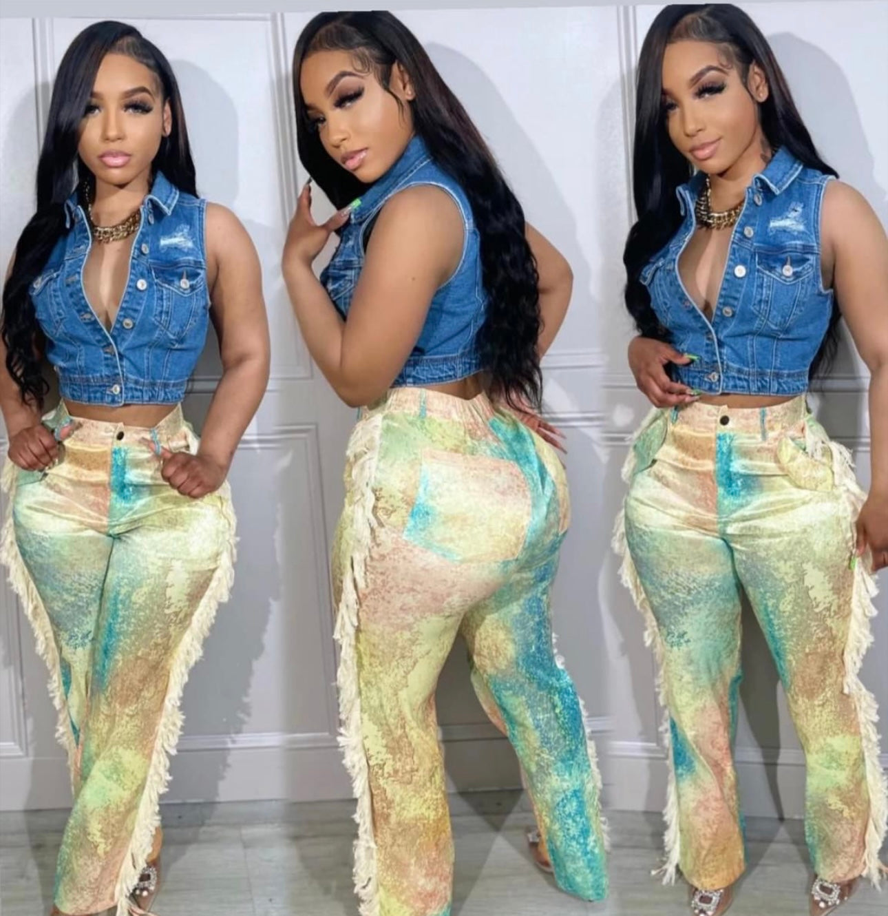 Thelz Multi Color Fringe Pants