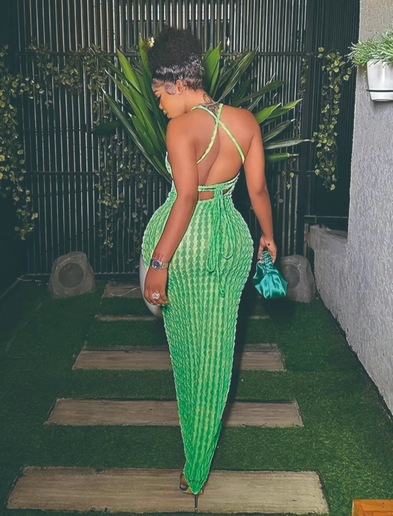 Thelz Cross Back Ruffle Dress