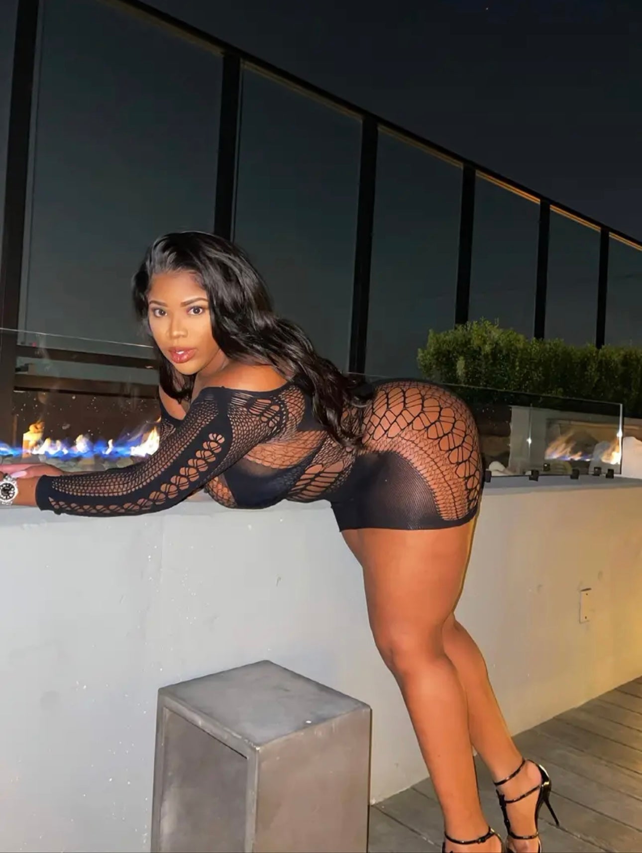 Lady In Black Lingerie Dress