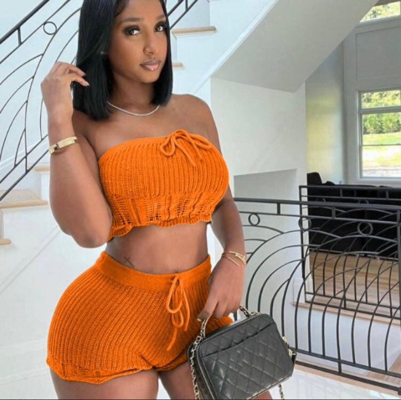 Thelz Strapless Drawstring Two Piece Set