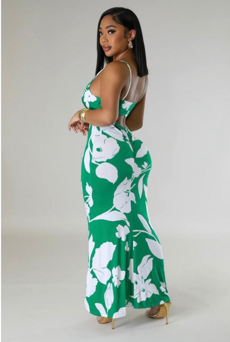 Thelz Print Backless Dress
