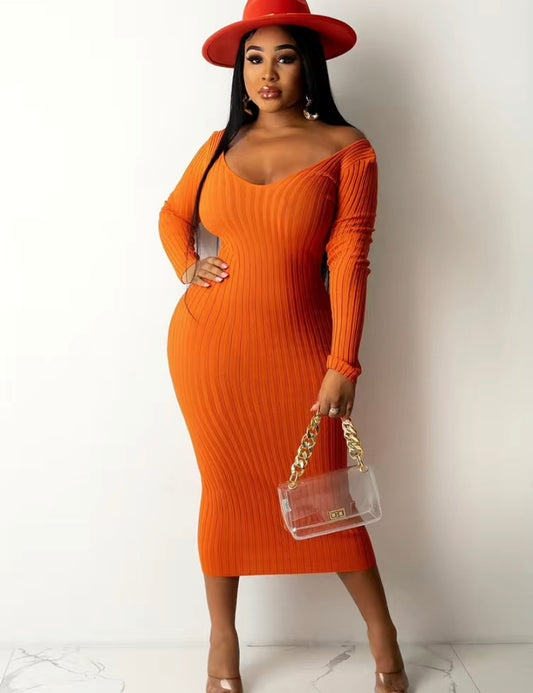 Thelz Ribbed Off The Shoulder Dress